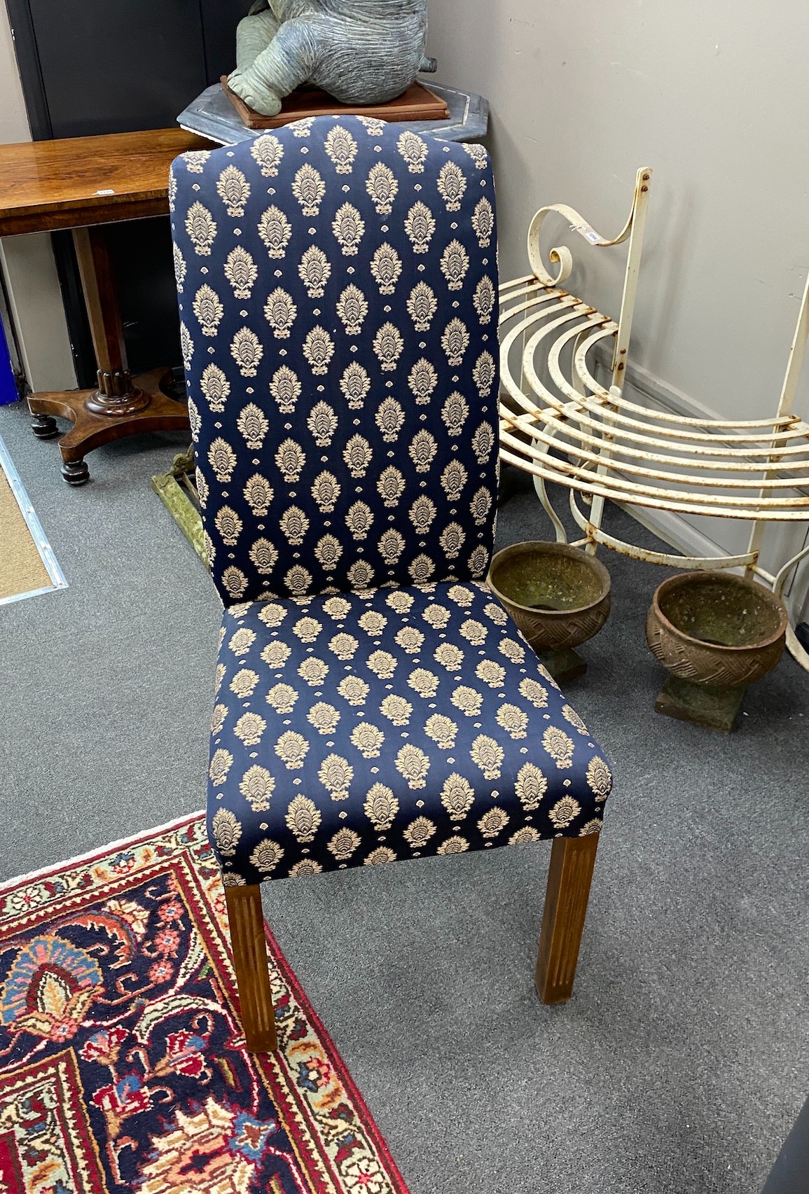 A set of eight reproduction upholstered dining chairs *Please note the sale commences at 9am.